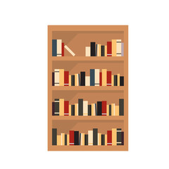 Wooden Bookshelf Filled with Colorful Books Against Transparent Background