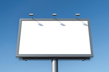 Obraz premium Empty billboard against a clear blue sky ready for advertising