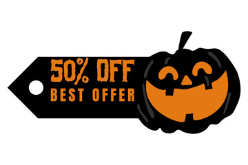 Pumpkin Price Tag Icon for Halloween Sales