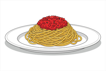 Vector art of delicious spaghetti with tomato sauce traditional italian pasta dish