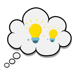 Light Bulb Idea in Tought Cloud Graphic
