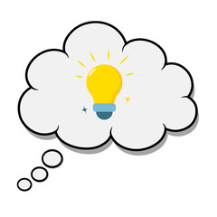 Light Bulb Idea in Tought Cloud Graphic