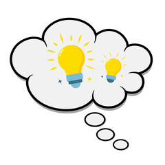 Light Bulb Idea in Tought Cloud Graphic