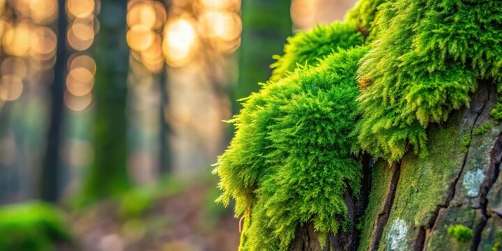 Fuzzy green moss on a weathered tree trunk, woody, detailed,  woody, detailed, natural, forest, earthy, plant, lichen