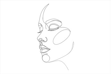 Vector art of one line drawing of woman face minimalist art, beauty concept