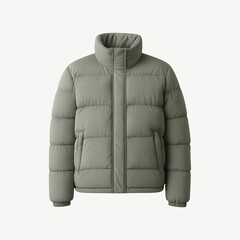 Stylish green puffer jacket image.