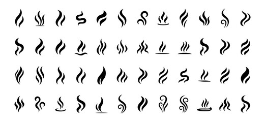 Smoke steam icon vector design element logo template.  Heat, hot, cooking symbol vector.