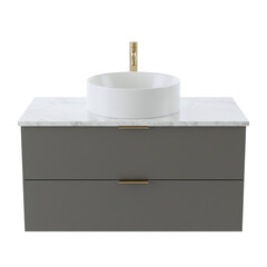 Modern bathroom vanity with marble top