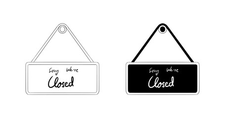 Illustration of Two Style signboard with the text Close in black and white Design