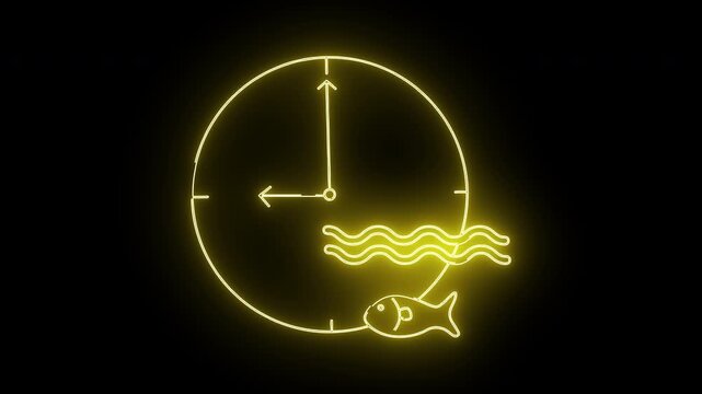 wall clock icon and fish in water icon