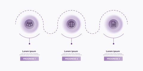 Design template infographic vector element with 3 step journey and icons can be used for business  presentation and web graphic design