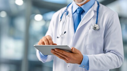 Doctor holding digital tablet with medical report