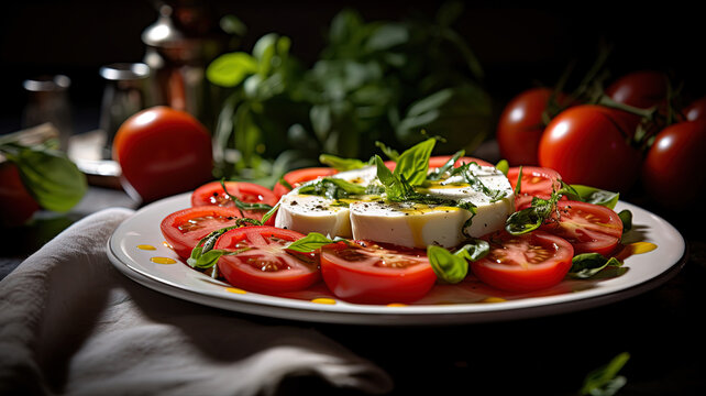 Vibrant Caprese Delight with Mozzarella and Olive Oil