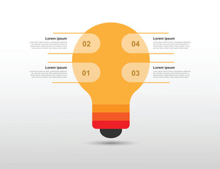 Modern infographic template with bulb illustration concept and 4 step process.