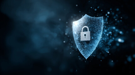Shield with Padlock Icon Representing Cybersecurity Data Protection Privacy Encryption Secure Access Digital Safety Network Defense and Online Information Security.