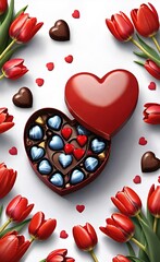 Sweet Heart Candies and Tulips for Your Loved Ones