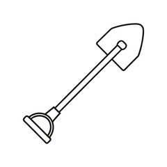Vector line art of a shovel. Outline icon of a shovel. Instrument for gardening vector icon.