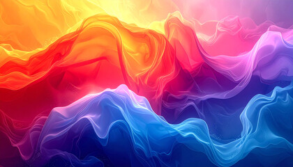 Obraz premium Vibrant abstract waves digital realm colorful artwork fluid environment artistic perspective visual harmony for seo impact