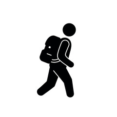 Simple silhouette icon of a person walking with a backpack.