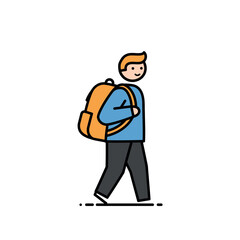 Student walking with backpack going to school education concept.
