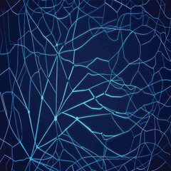 Intricate Blue Digital Network Web Pattern with Glowing Connections and Abstract Cyber Theme