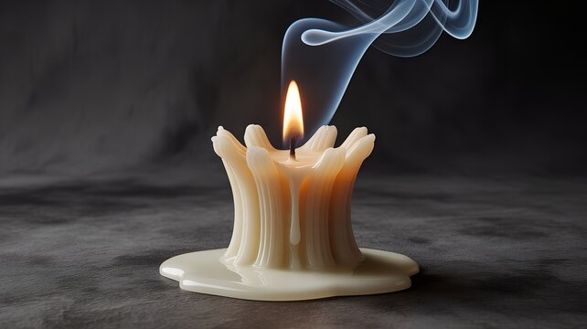 Melting Candle with Smoke Swirls photograph single.