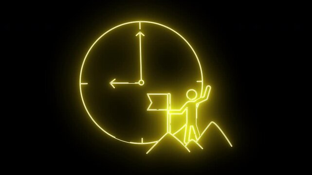 wall clock icon and mountain climbing icon