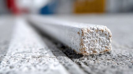 Naklejka premium A white cane at sidewalk edge urban setting and disability awareness