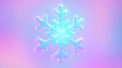 Holographic snowflake on pastel wallpaper