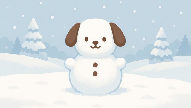 Cute snowman dog wallpaper