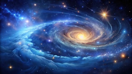 Celestial canvas with swirling nebulae and twinkling stars against a deep indigo background, universe, astronomy