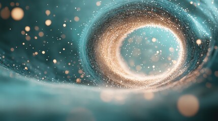 Fototapeta premium Glowing energy vortex swirling with sparkling particles in deep space, representing cosmic phenomena and interstellar travel.