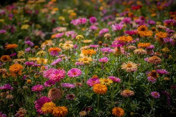 Fototapeta premium Colorful blossoms of the warm season garden