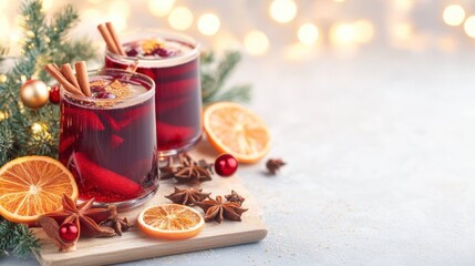 Festive Mulled Wine with Christmas Decorations