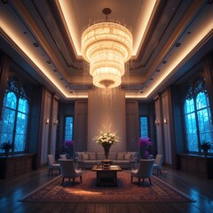 beautiful lighting interior, luxurious space, high-end space, elegant space, sophisticated space, digital art, AI Generative