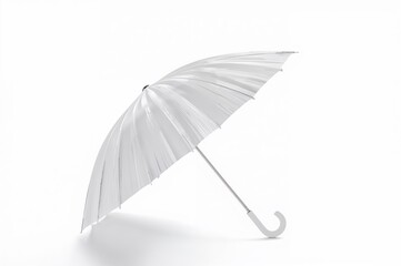 Single white umbrella against a plain white backdrop
