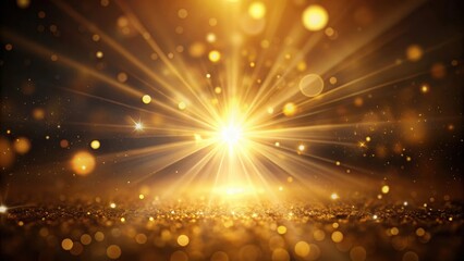 Soft golden sun beam spreads across a dark canvas with blurred edges and a warm orange glow, creating a dreamy atmosphere with bokeh effects , gradient background, bokeh effect