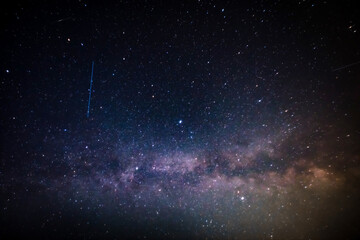 Milky way stars and constellations with a galaxy background.