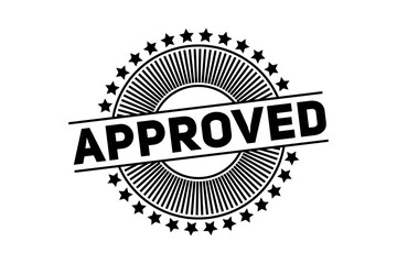 Approved stamp isolated on transparent background, symbolizing official endorsement and acceptance of a document or request