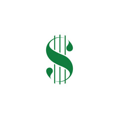 letter s stripes green dollar simple symbol vector