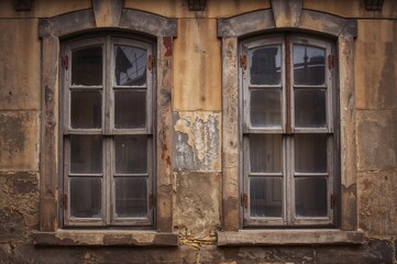Pair of Wooden Windows in a Classic Historic House