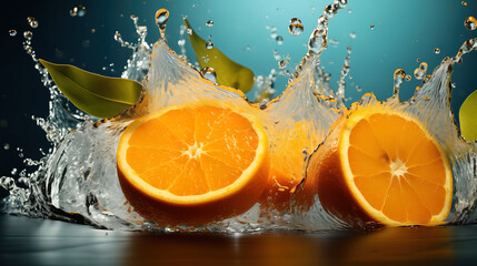 Citrus Delight: Oranges Making Waves in Refreshing Water