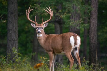 Male Buck of White-tailed Deer Species with Antlers