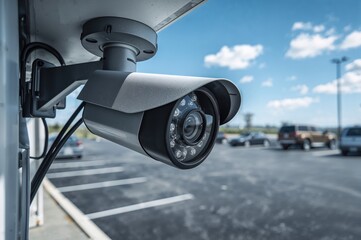 Fototapeta premium Vehicle Parking Equipped With Video Surveillance Camera