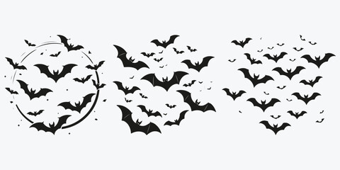 bats circle sketch illustration vector set