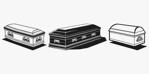 coffin sketch illustration vector set