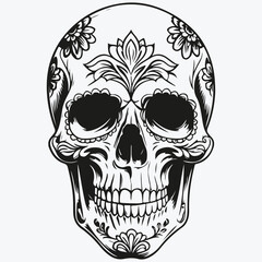 scull in mexican style for Day of the Dead sketch illustration vector