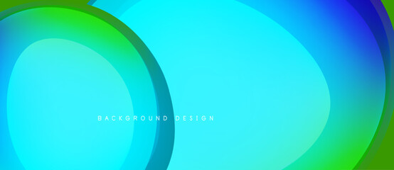 Abstract fluid shapes, vibrant blue, green gradients. Modern design, smooth transitions create dynamic visual effect. Background element.