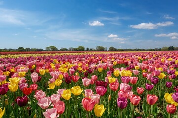 Field of blooming tulips