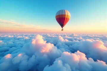 Serene Hot Air Balloon Ride Under a Vibrant Blue Sky Breathtaking Landscape Photography Perfect for Travel, Adventure, and Freedom Concepts